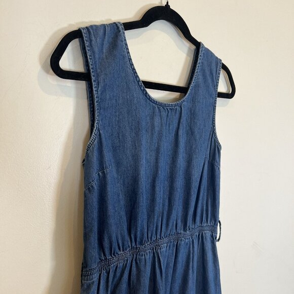 Shades of Denim Fit & Flare Sleeveless Tiered Dress Blue 100% Cotton M - Picture 2 of 8